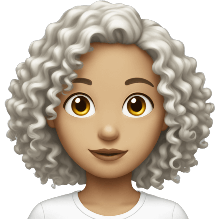 Girl curly white  emoji