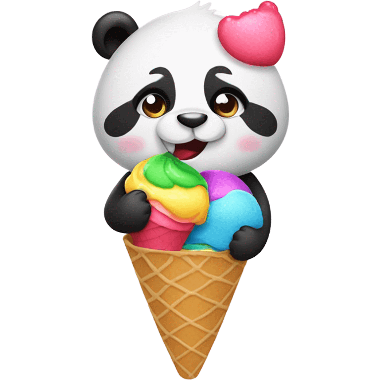 Panda eating ice cream emoji