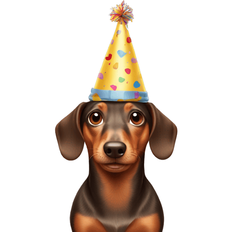 Wiener dog with birthday hat on emoji