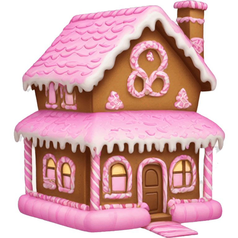 Pink cute gingerbread house emoji