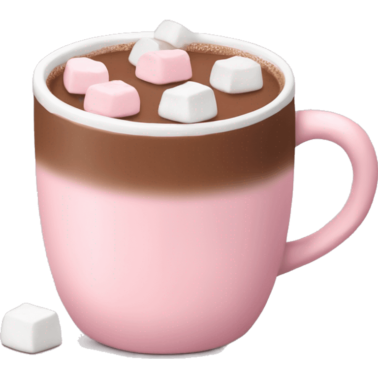 Light Pink mug of hot chocolate with marshmallows  emoji