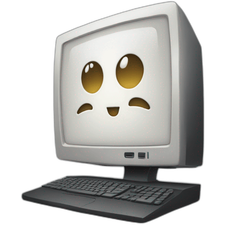 Computer with a face, arms and legs emoji