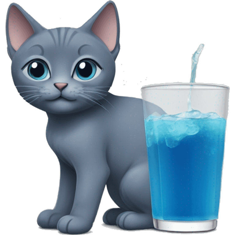 Russian Blue cat Drink  emoji