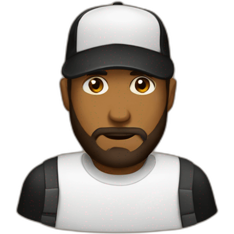 man face brown beard black baseball hat emoji