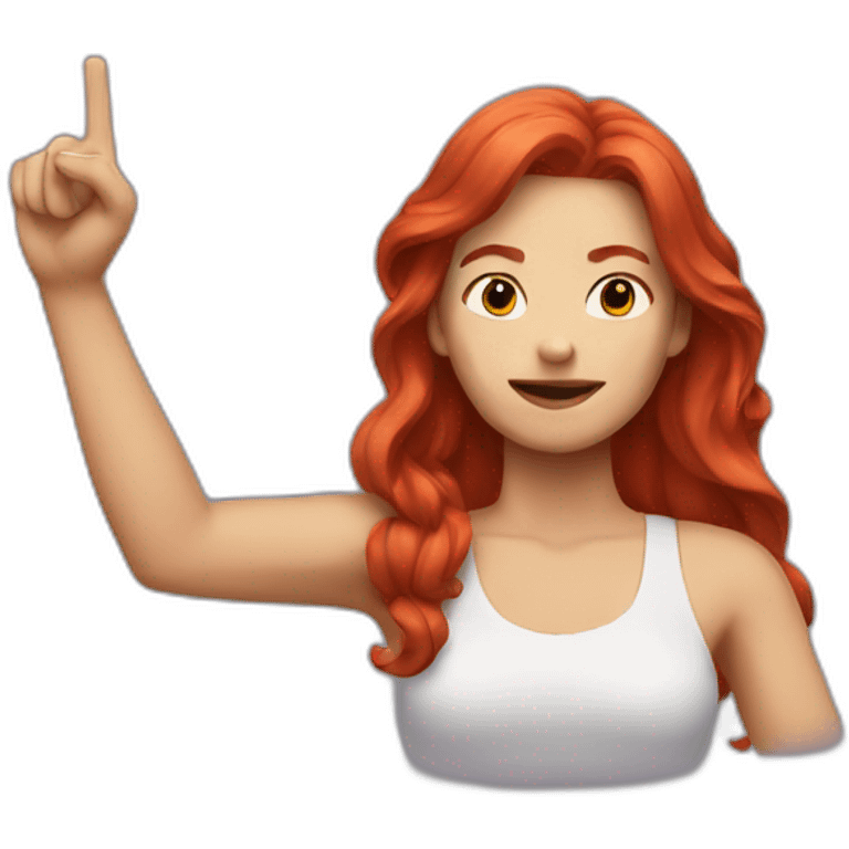 red-haired woman showing a rocker-sign with her hand emoji