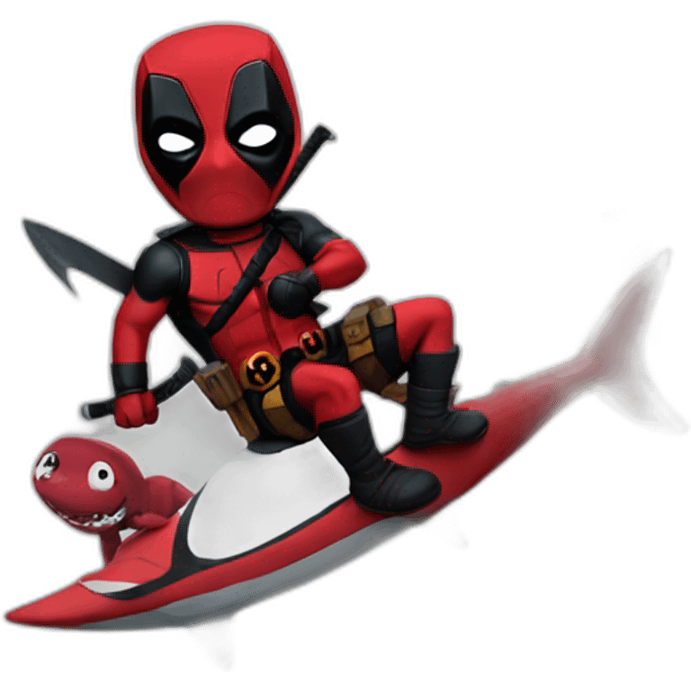 deadpool riding sharks emoji