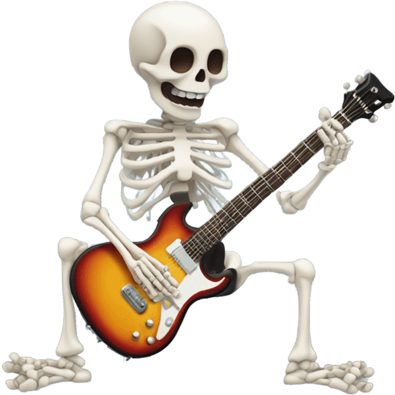 Skeleton with electric guitar emoji