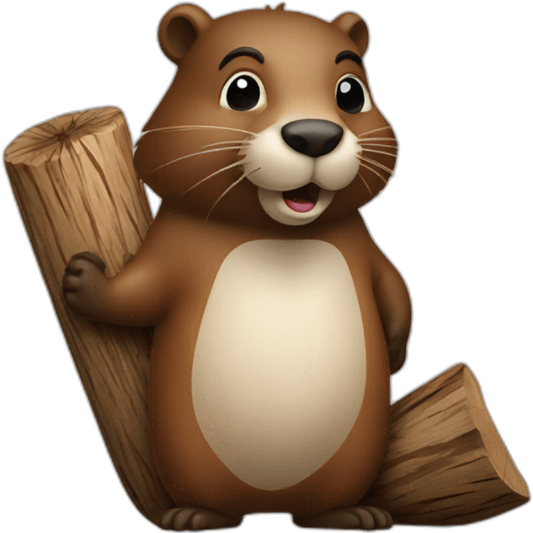 beaver standing with wood emoji