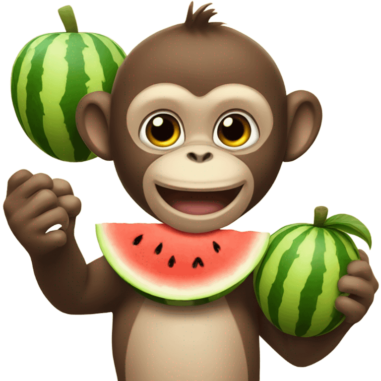 Monkey with watermelon emoji