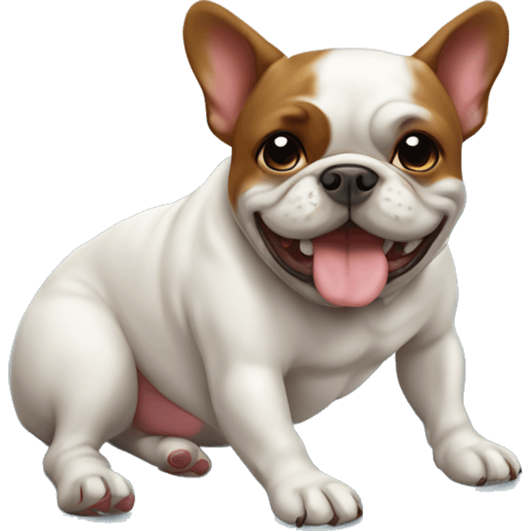 french bull dog doing yoga on a mat  emoji