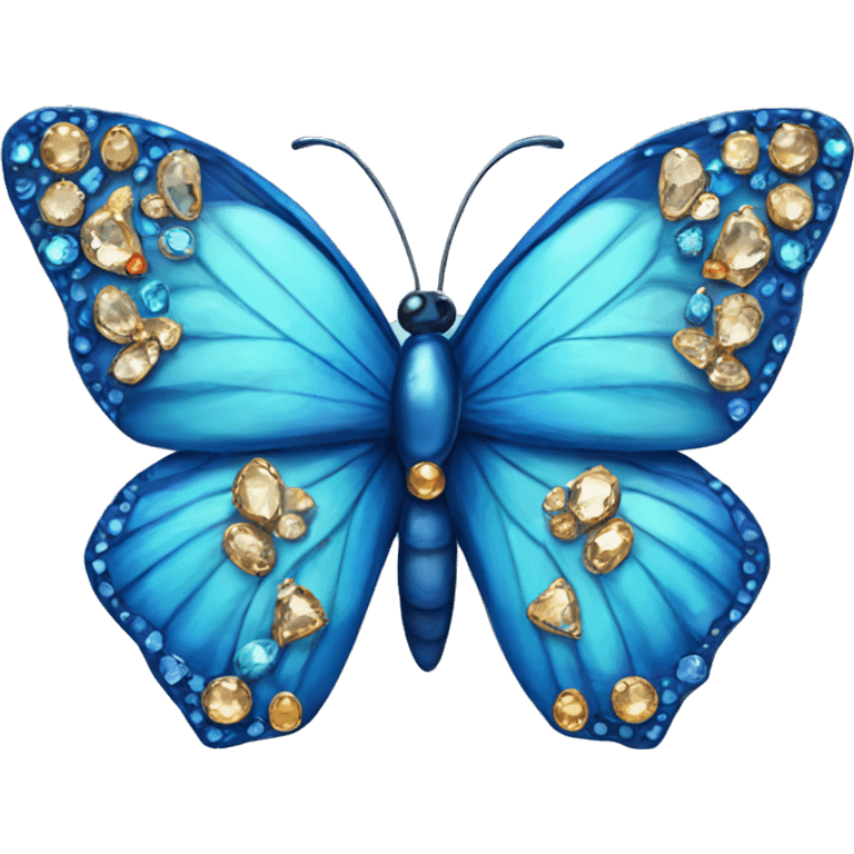 Blue butterfly with gems emoji