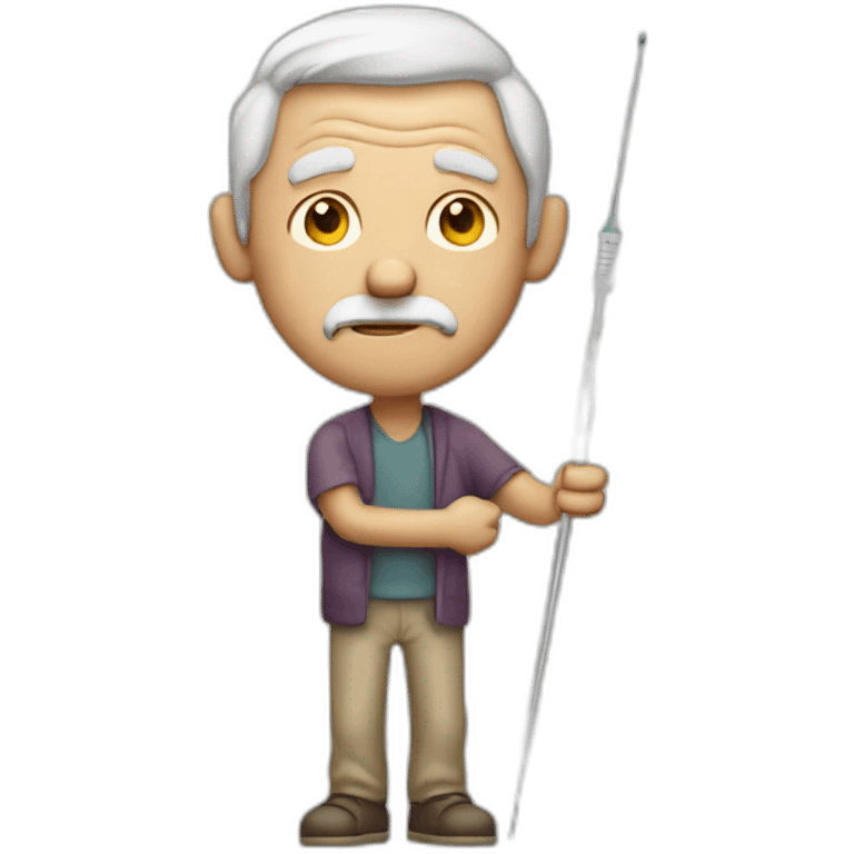 Skinny sick old man holding needle emoji