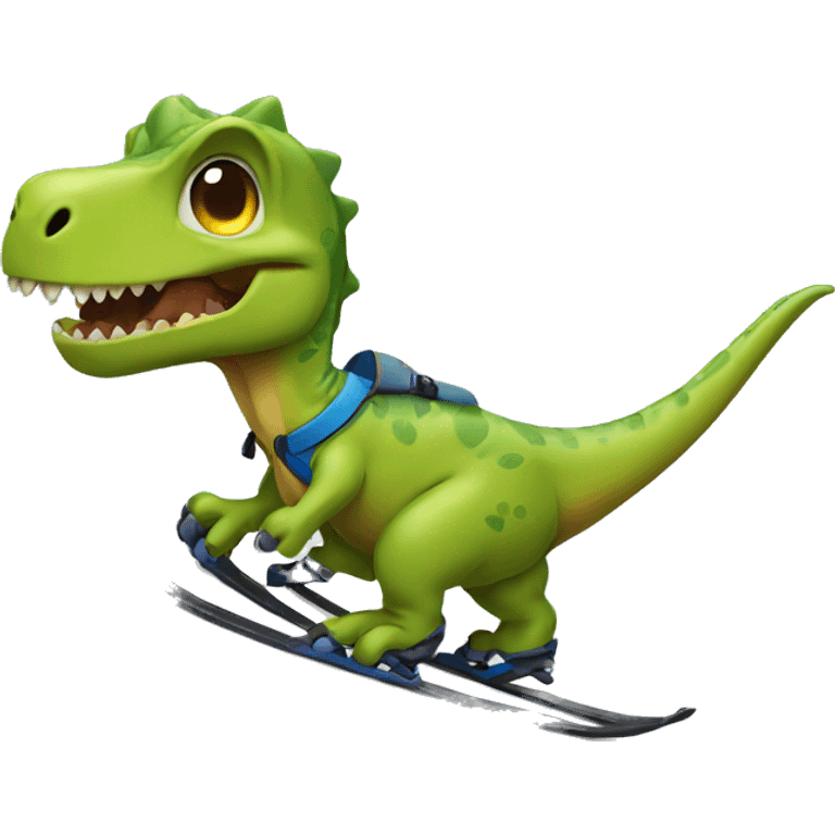 Dino skiing emoji