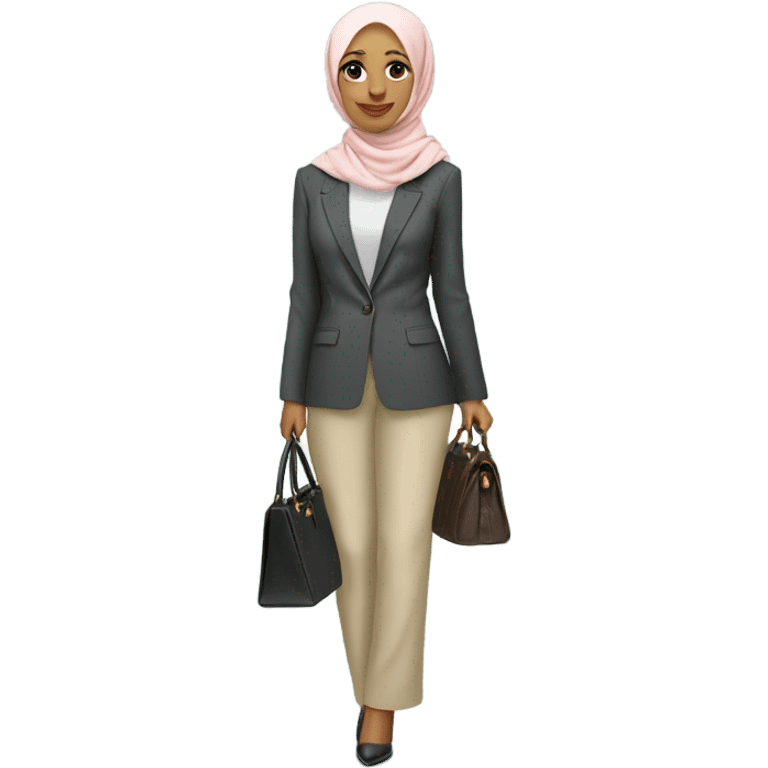 Rich hijabi girl wearing a blazer and pants with a birkin emoji