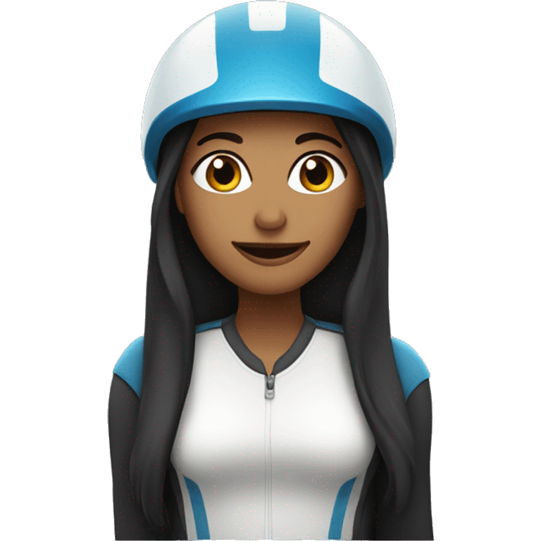 woman with long dark hair wearing a bike helmet emoji