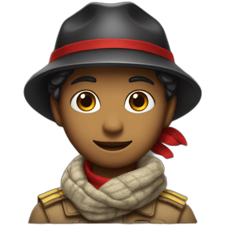 scout avec un foulard noir et rouge et un béret emoji