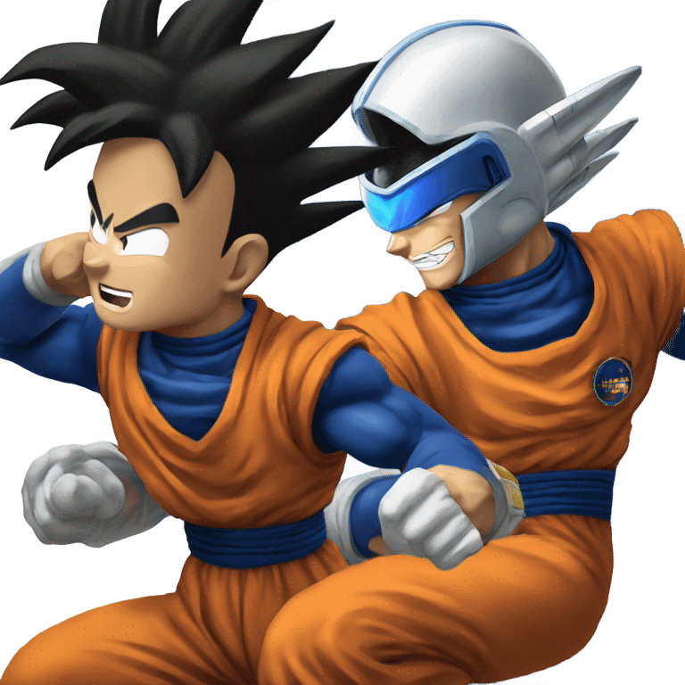 Goku and vegeta fighting in space emoji