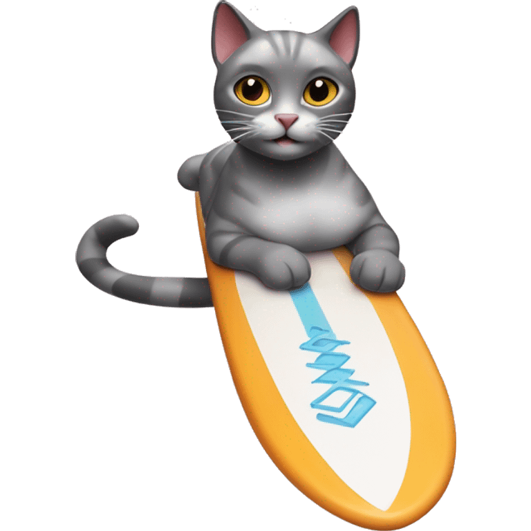 Cat swimming on surfboard ￼ emoji