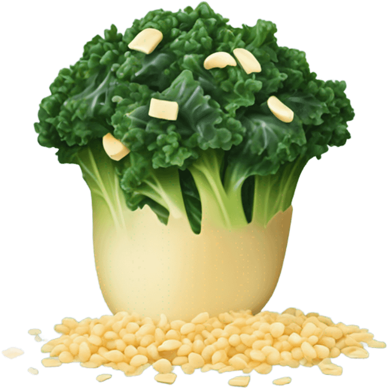 Kale salad with shredded cheese and pine nuts emoji