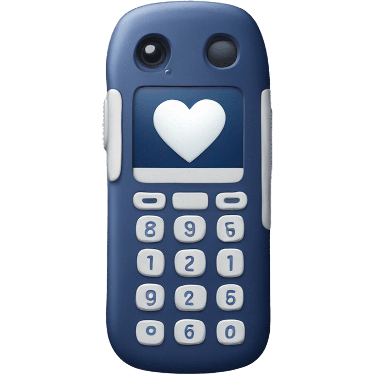 Cute navy blue cellphone with white heart buttons emoji