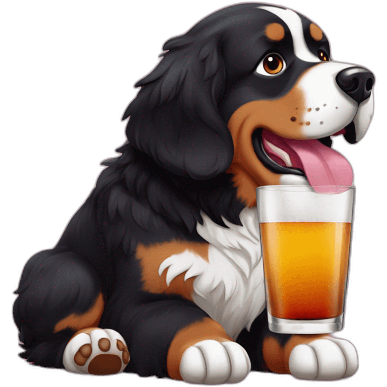 Bernese mountain dog drinking rhum as a pirat emoji