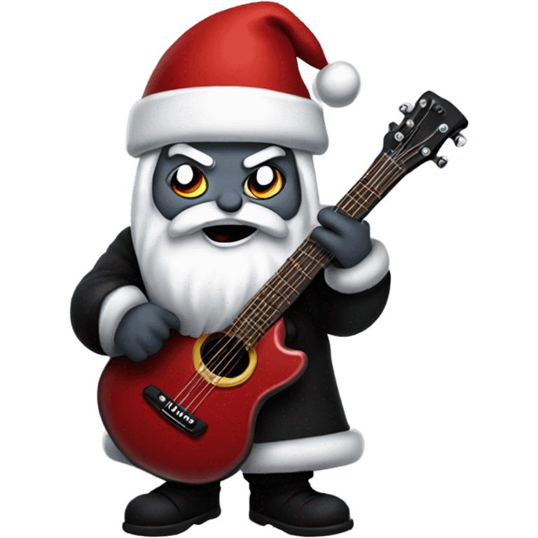 Goth Santa Claus playing the guitar. Make him angry. No black face. Lots of jewelry  emoji