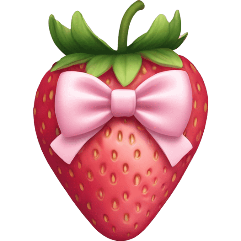  pink strawberry wrapped in pale pink bow emoji