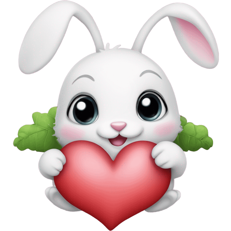 cute small bunny and cute caterpillar in love. hearts all around emoji