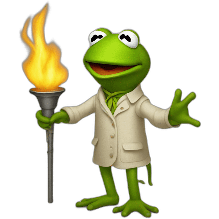 kermit frog holding torch emoji