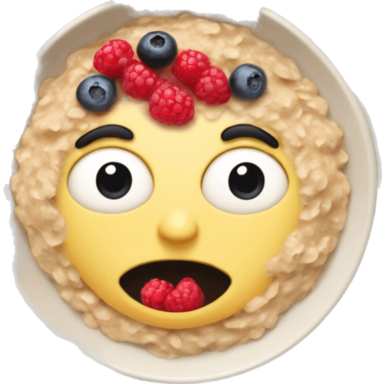 oatmeal with berries in a plate without a face emoji