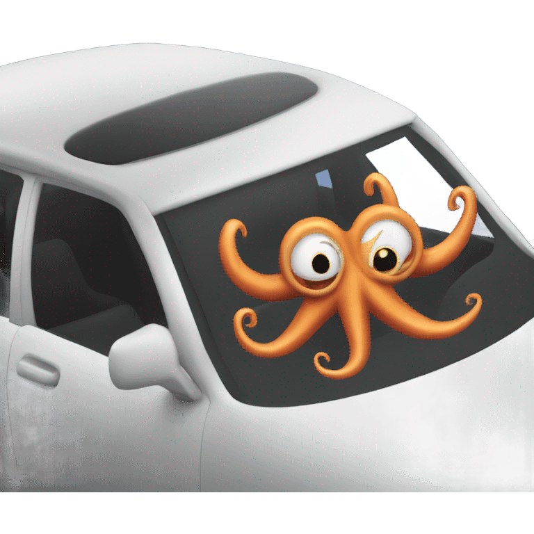 Squid driving a car  emoji