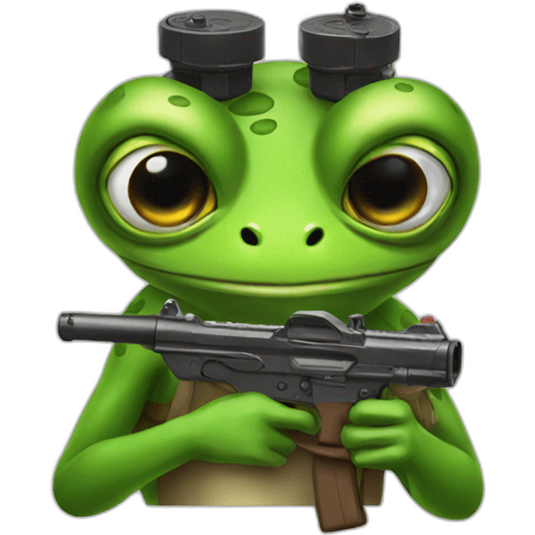 Frog with guns emoji