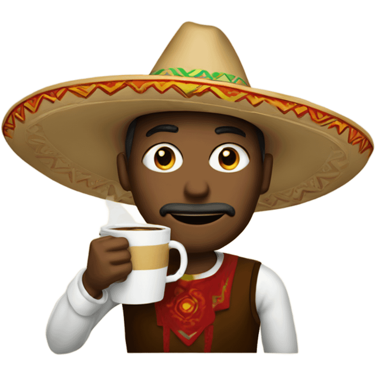 Man wearing a sombrero drinking coffee emoji