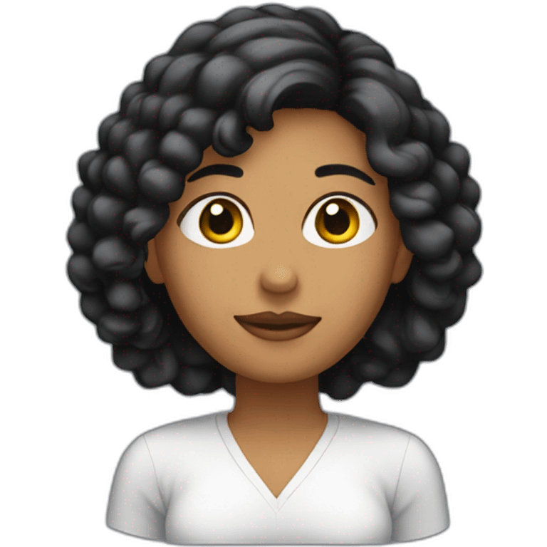 MUJER CON CABELLO NEGRO PENSANDO EN AI  emoji