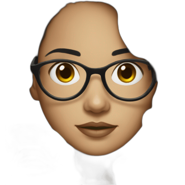 Woman with black hair and strokes of white in hair and turtle glasses emoji