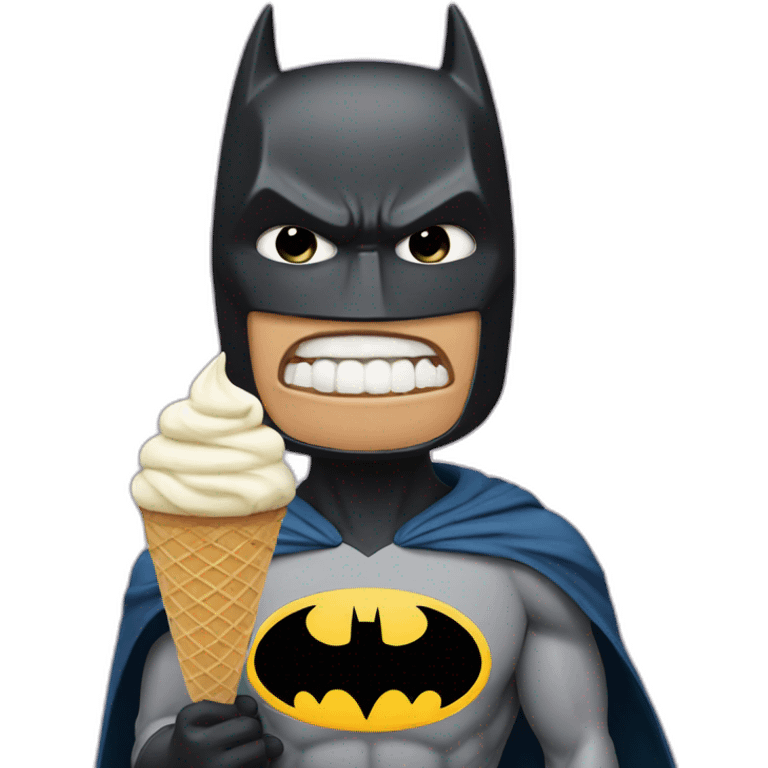 Batman crying while eating ice cream emoji