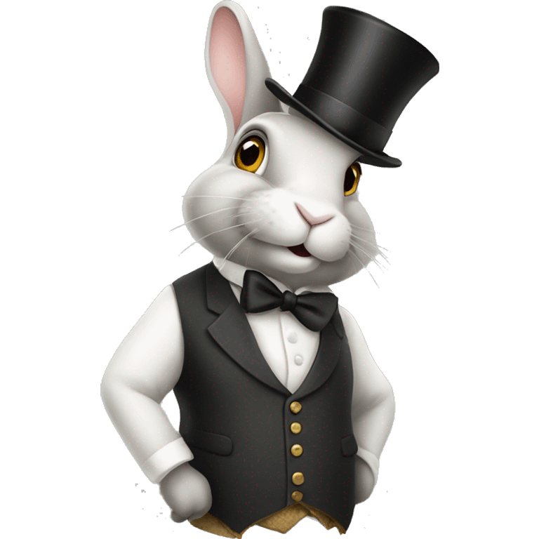 rabbit wearing a waistcoat and monocle and top hat emoji