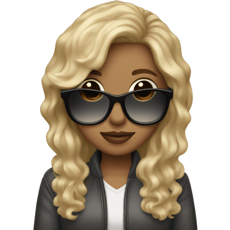 Wavy Dirty blonde hair girl with white sunglasses and a white Stanley  emoji