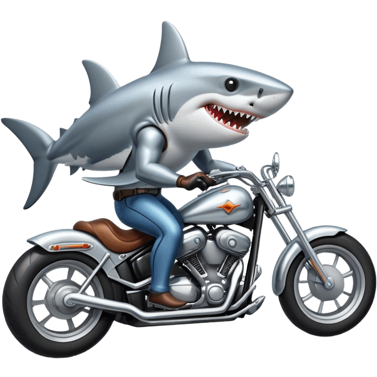 Shark riding a Harley.  emoji