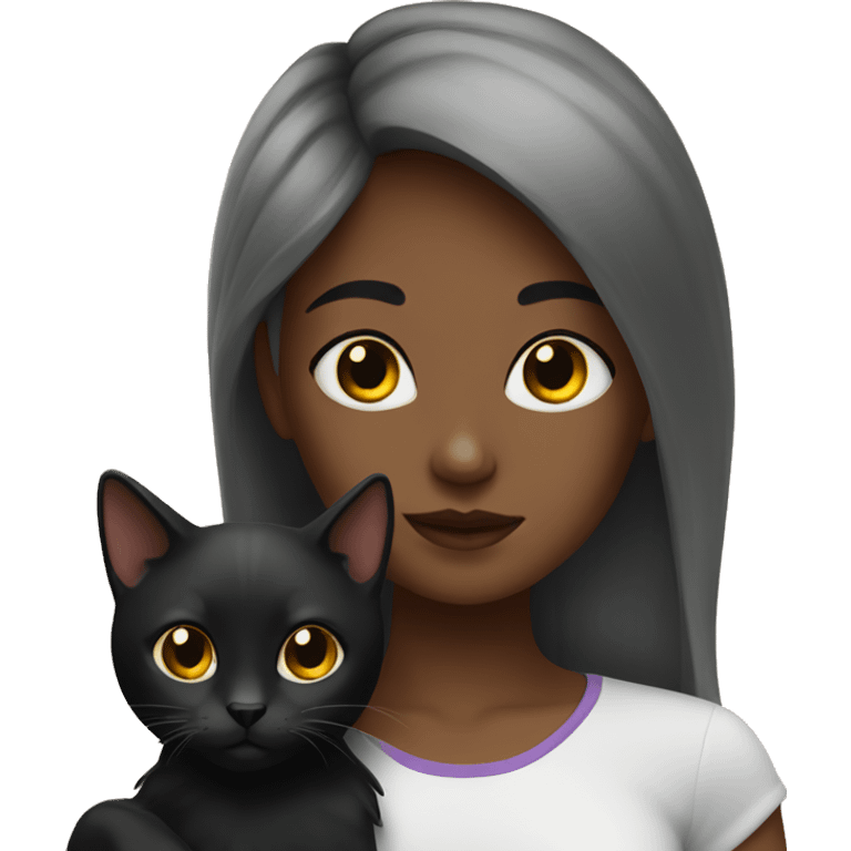 Girl with a black cat emoji