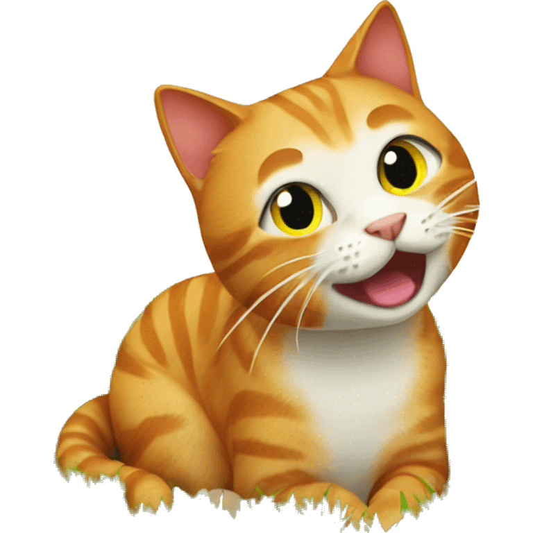 Ginger cat eating grass emoji