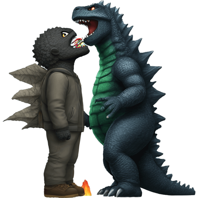 Godzilla and kiss  emoji