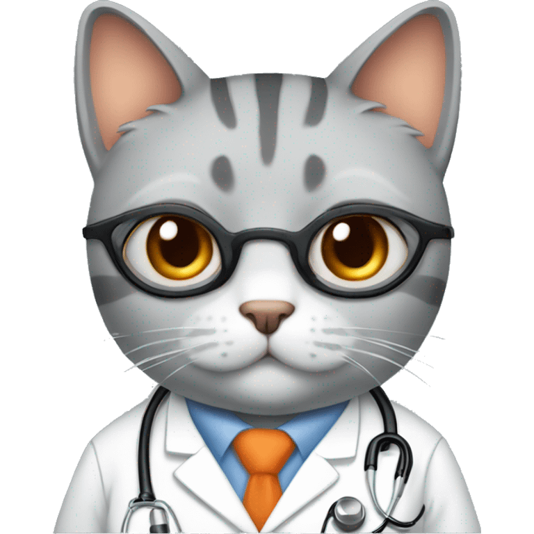 fat gray orange cat with long thick, black eyelashes dressed as a doctor female emoji