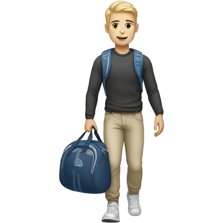 white skin young guy with sport bag  emoji