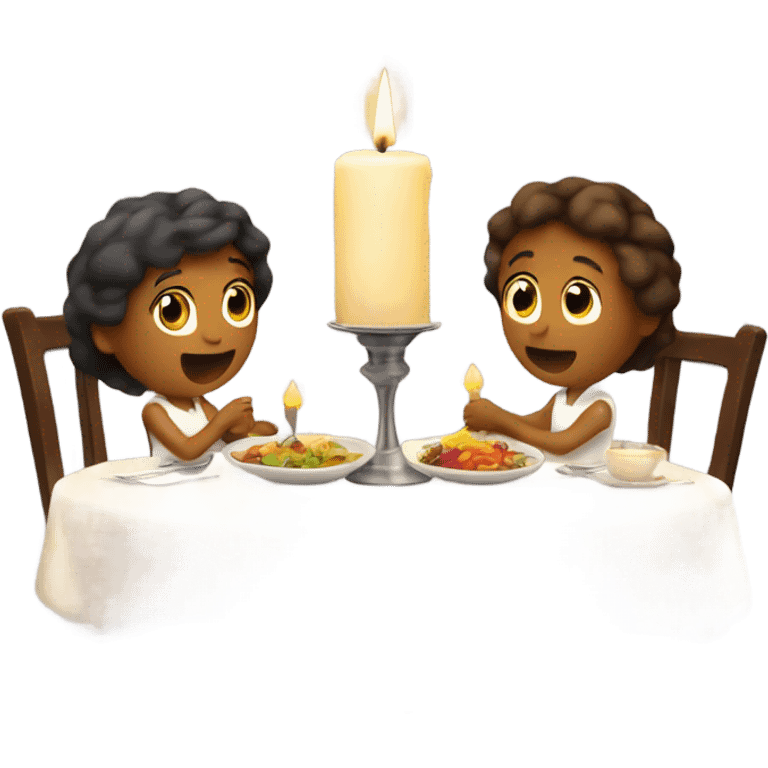 Candle lit romantic meal for 2 emoji