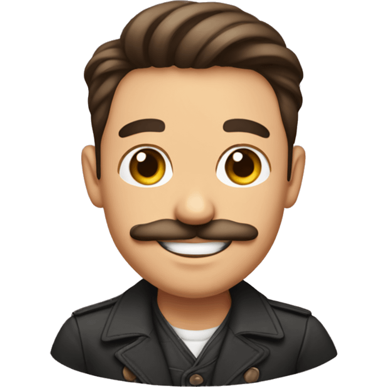 handsome smiling brunette man with mustache holding infant emoji