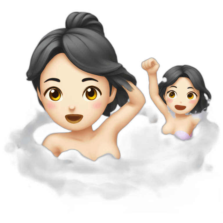 Korean girls having fight in bubble bath emoji