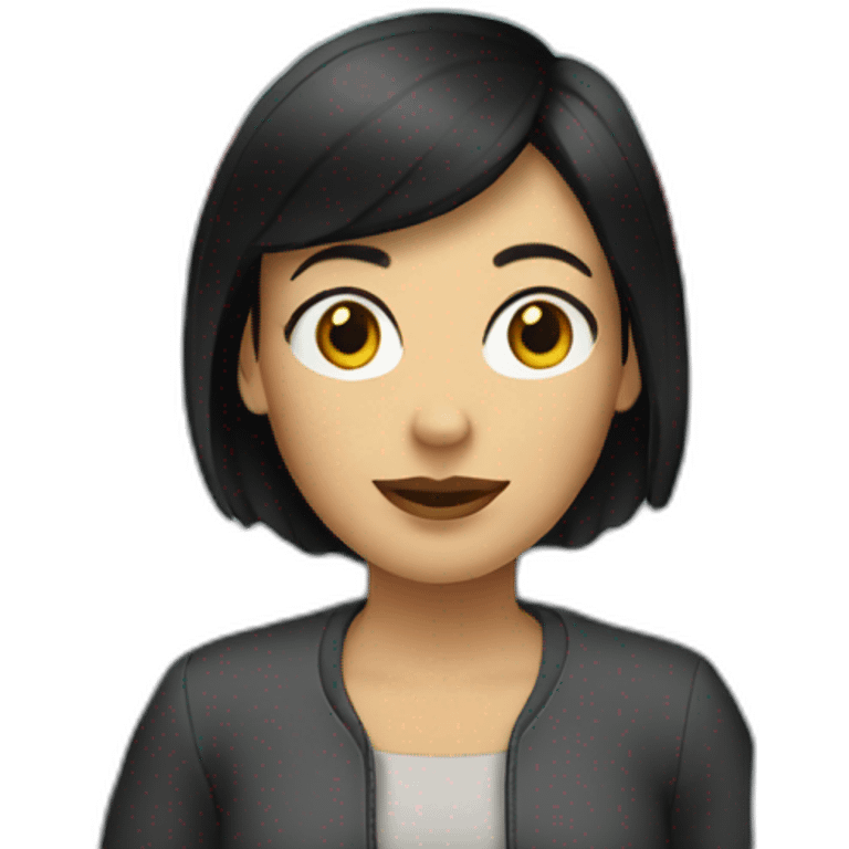 white woman short black hair driving a bus emoji