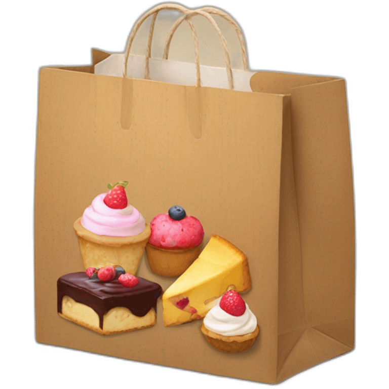 Cardboard bag with desserts emoji