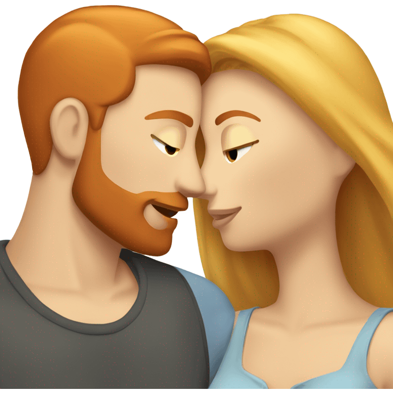 Ginger man blonde girl kissing emoji